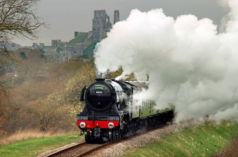 Flying Scotsman Corfe Castle. March 2019 Andrew PM Wright