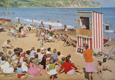 Youngsters enjoying Punch and Judy in 1963. The emergence of Swanage as a holiday destination is covered in the book by author Jason Tomes