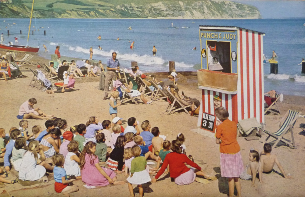 Youngsters enjoying Punch and Judy in 1963. The emergence of Swanage as a holiday destination is covered in the book by author Jason Tomes