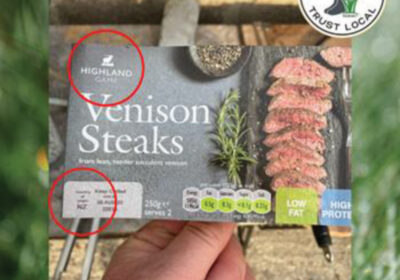 The packaging appeared to show these venison steaks were from Scotland when they were, in fact, from New Zealand.