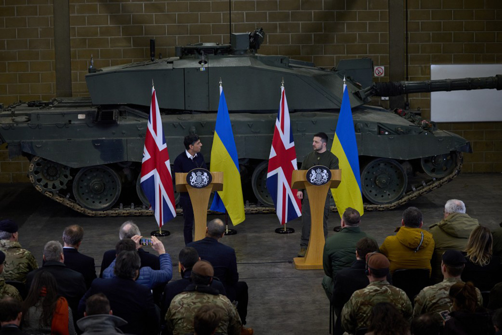 President Volodymyr Zelensky at press conference in Dorset with MP Rishi Sunak
