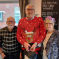 Swanage residents and Eat and Meet organisers Roy and Norma Hoppe (left and right) with Steve Churchill representing Heroes Haven