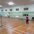 The gym has a main hall with sprung floor and two badminton courts