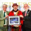 Doug Chalk Receiving Award at Bridport Business Awards.