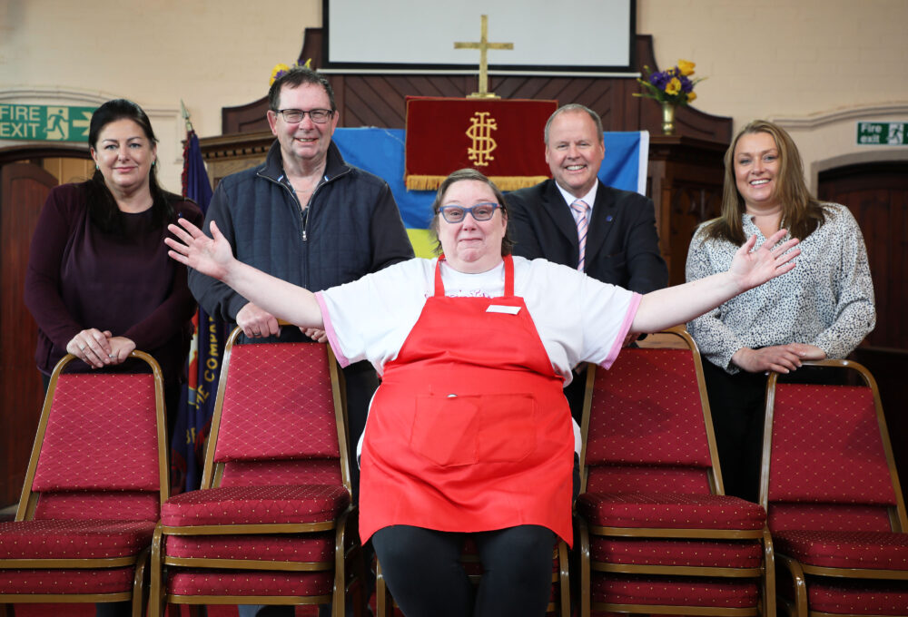 Back row (l-r) Leanne Adimi from Douch Family Funeral Directors, Deacon Jonathan Martin from the church, Jonathan Stretch and Marcella McDonagh from Douch Family Funeral Directors and in front, Zoe Grimley