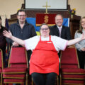 Back row (l-r) Leanne Adimi from Douch Family Funeral Directors, Deacon Jonathan Martin from the church, Jonathan Stretch and Marcella McDonagh from Douch Family Funeral Directors and in front, Zoe Grimley