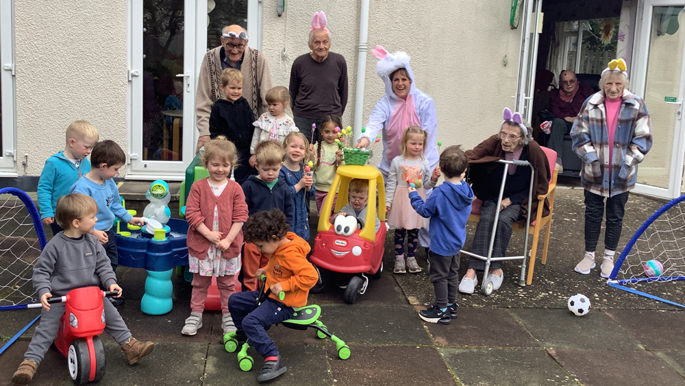 The youngsters were invited to the home for an Easter Egg Hunt