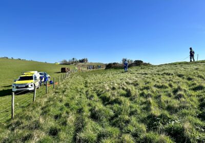 The rescue operation at the top of the cliff near White Nothe. Picture: Wyke Coastguard CRT