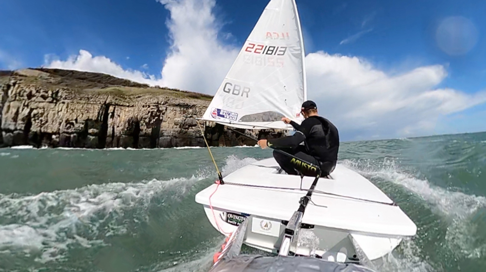 One of the Laser boats – the sports car of the dinghy world – on passage to Swanage PHOTO: Sam Whaley