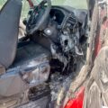 A CAR dashboard caught fire on a busy Dorchester road.
