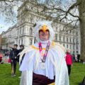 Ryan Martin, from Ridge, ran the marathon dressed as an eagle