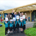 Staff and pupils have given the new outdoor play area at Sandford St Martin’s Primary School in Wareham top marks