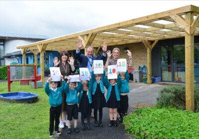 Staff and pupils have given the new outdoor play area at Sandford St Martin's Primary School in Wareham top marks