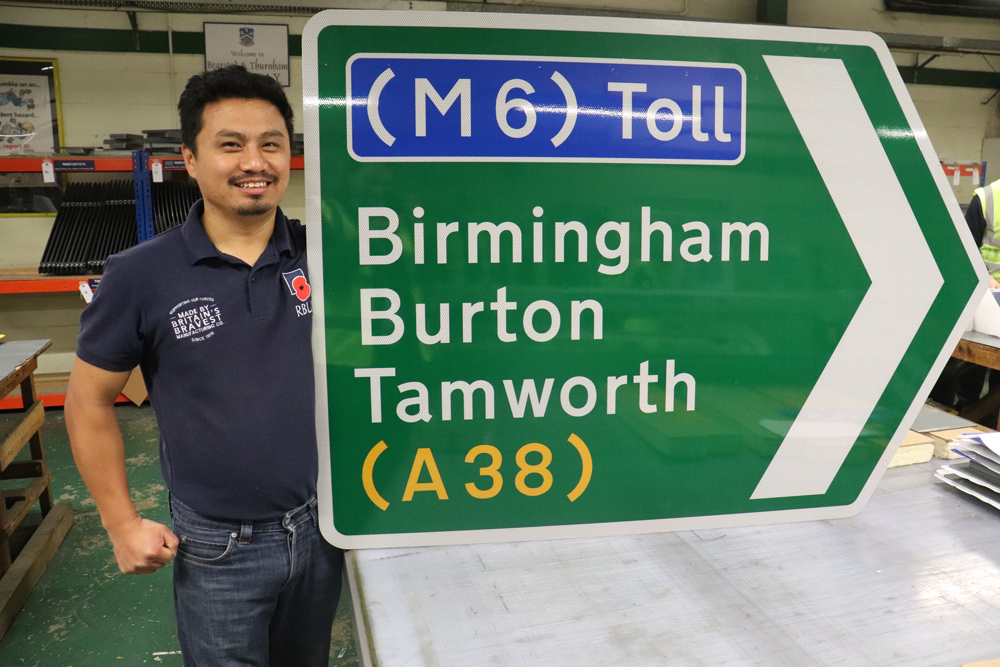 Anil Gurung, who lost a leg in Afghanistan, now makes road signs for National Highways