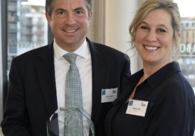 Simon Smith and Leila Jundi of HSBC UK with the International Business of the Year award won by Neal’s Yard Remedies.