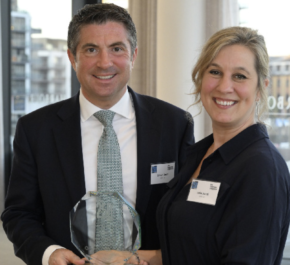 Simon Smith and Leila Jundi of HSBC UK with the International Business of the Year award won by Neal’s Yard Remedies.