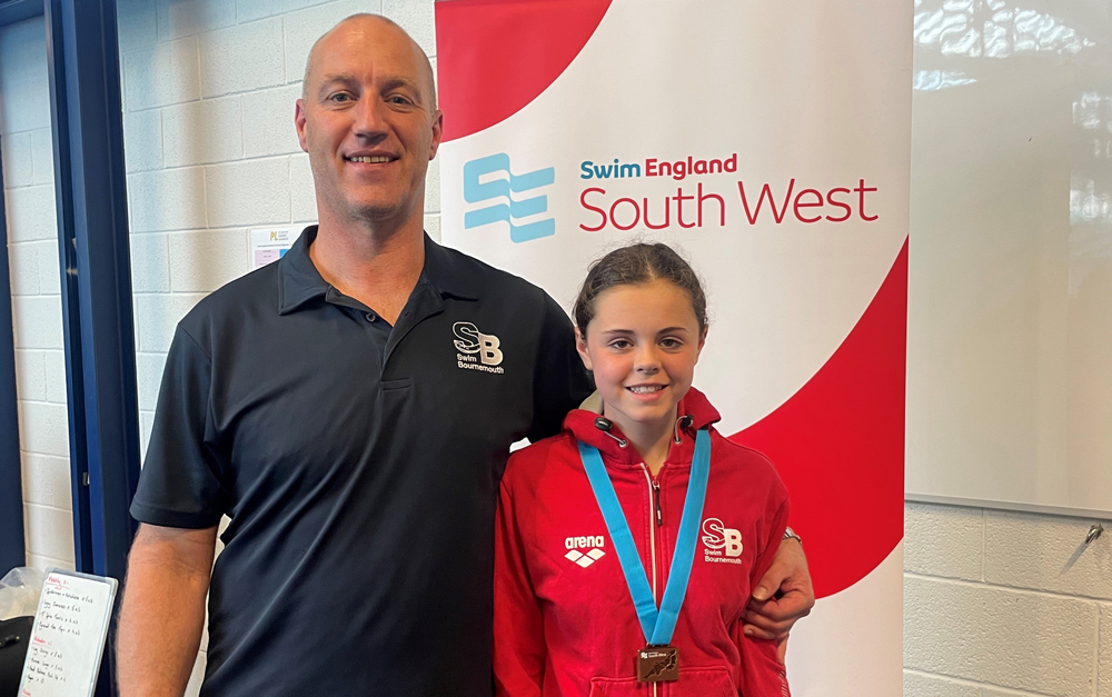Swanage youngster Daisy Kirkpatrick with coach Luke Dormer