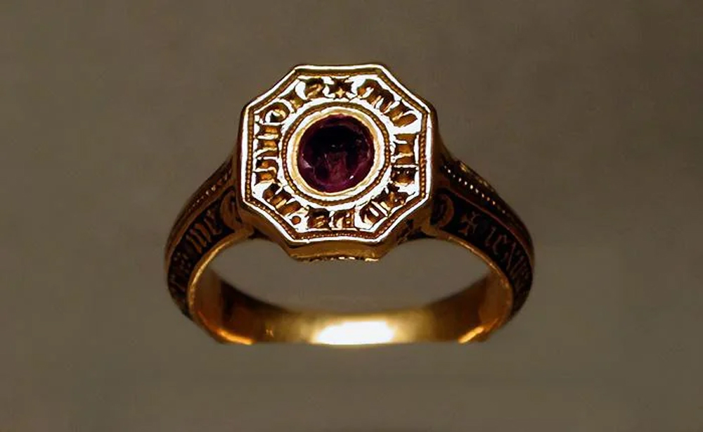 The gold and ruby signet ring worn by Edward, the Black Prince is on display in the Louvre Museum in Paris