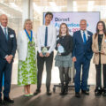 Winners with dignitaries at the 2023 Dorset Apprenticeship Awards (from left) Rod Davis from the Dorset and Somerset Training Provider Network, Superior Seals managing director Tim Brown, Dorset Chamber president Caron Khan, Nicky Sayers of Avon Magnetics, Katie Smith of BBD Boom, Dorset Chamber chief executive Ian Girling, Florence Hudson of JPP and HM Lord-Lieutenant of Dorset Angus Campbell