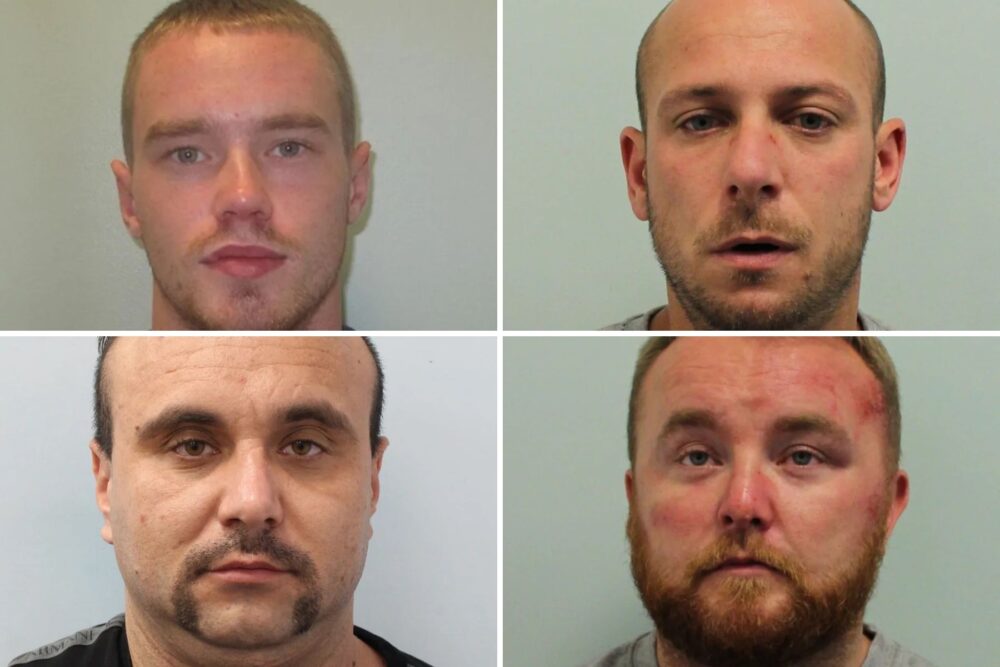 The four jailed, clockwise from top left; Anthony Dylan Rodwell, Darren Eastaugh, William Bill Connors and Sebastian Patryk Gnyp. Pictures: Met Police