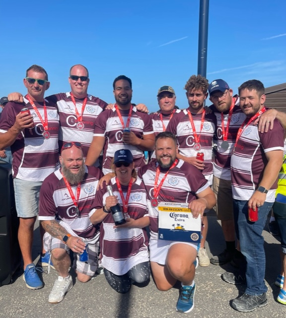 Swanage Rugby Club's team won the fire engine pull contest