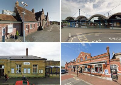 Stations affected include, clockwise from top left: Wareham, Poole, Salisbury and Yeovil Pen Mill. Pictures: Google
