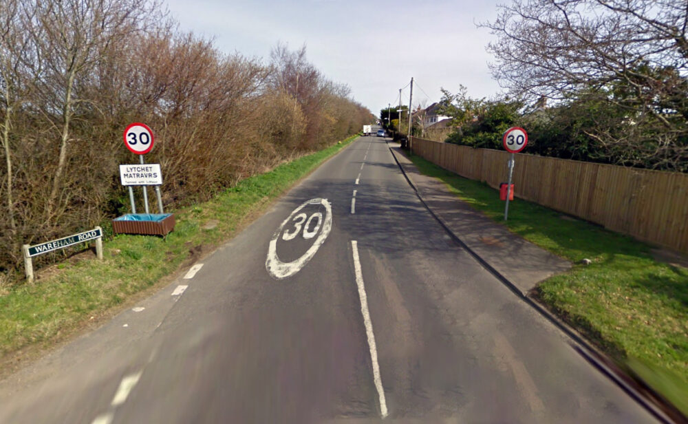 The crash happened in Wareham Road, Lychett Matravers. Picture: Google