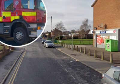 The fire was reported at a clothes recycling bin in Cavan Crescent, Poole