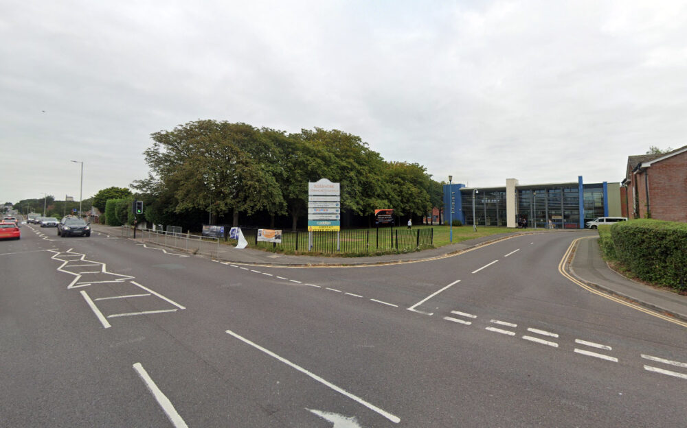The car crashed near St Aldhelm's Academy in Poole. Picture: Google