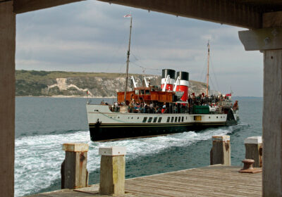 PS Waverley backs out at Swanage Pier