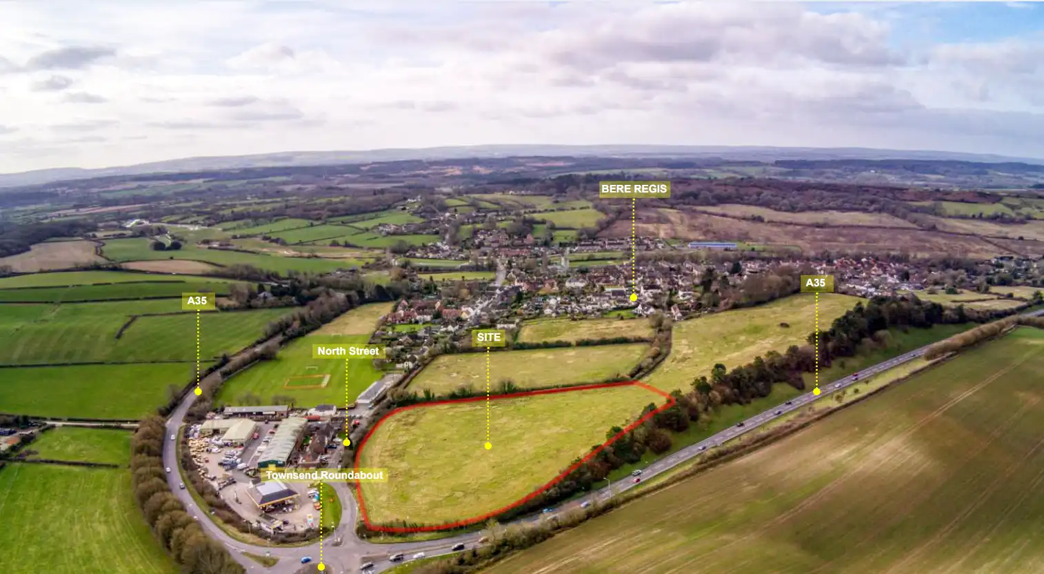 An overview of the proposed site at Bere Regis. Picture: Godwin Developments/Dorset Council