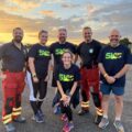 Air ambulance crew members with participants at last year's 5K Twilight Shift