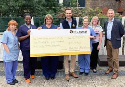 Matt Uren and Pete Galloway from NFU Mutual with Critical Care staff