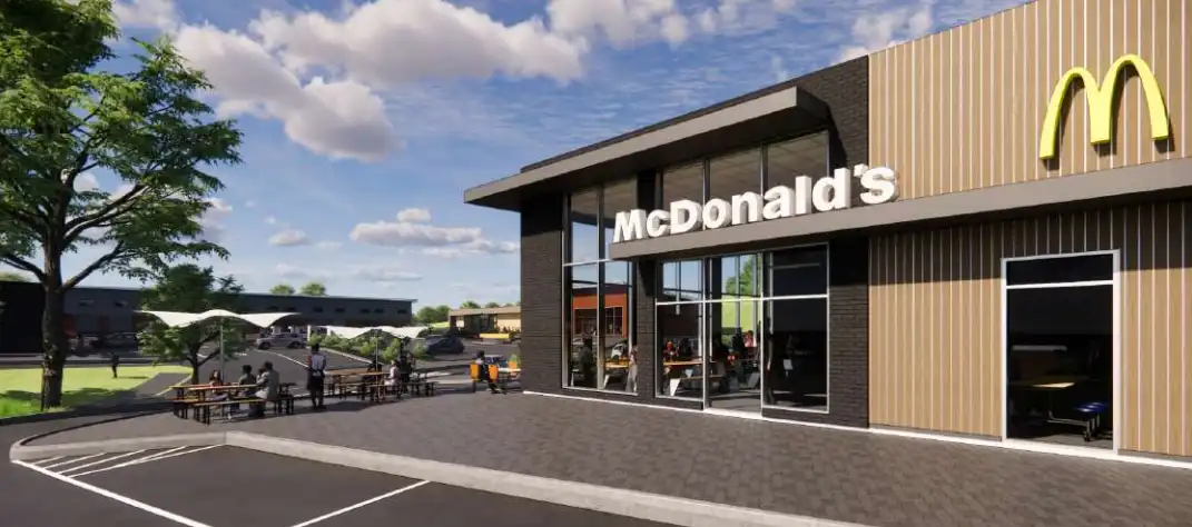 An artist impression showing a possible McDonald's on the site near Bere Regis. Picture: Godwin Developments/Dorset Council
