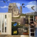 Artful Ranger Mark Newton working on the mural at Corfe Castle. Picture: National Trust/Mark Newton