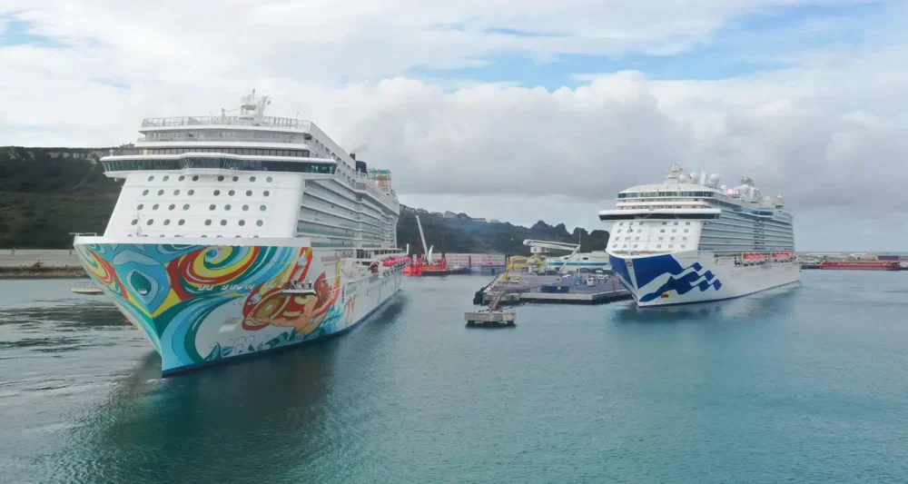 The enormous cruise liners at Portland Port