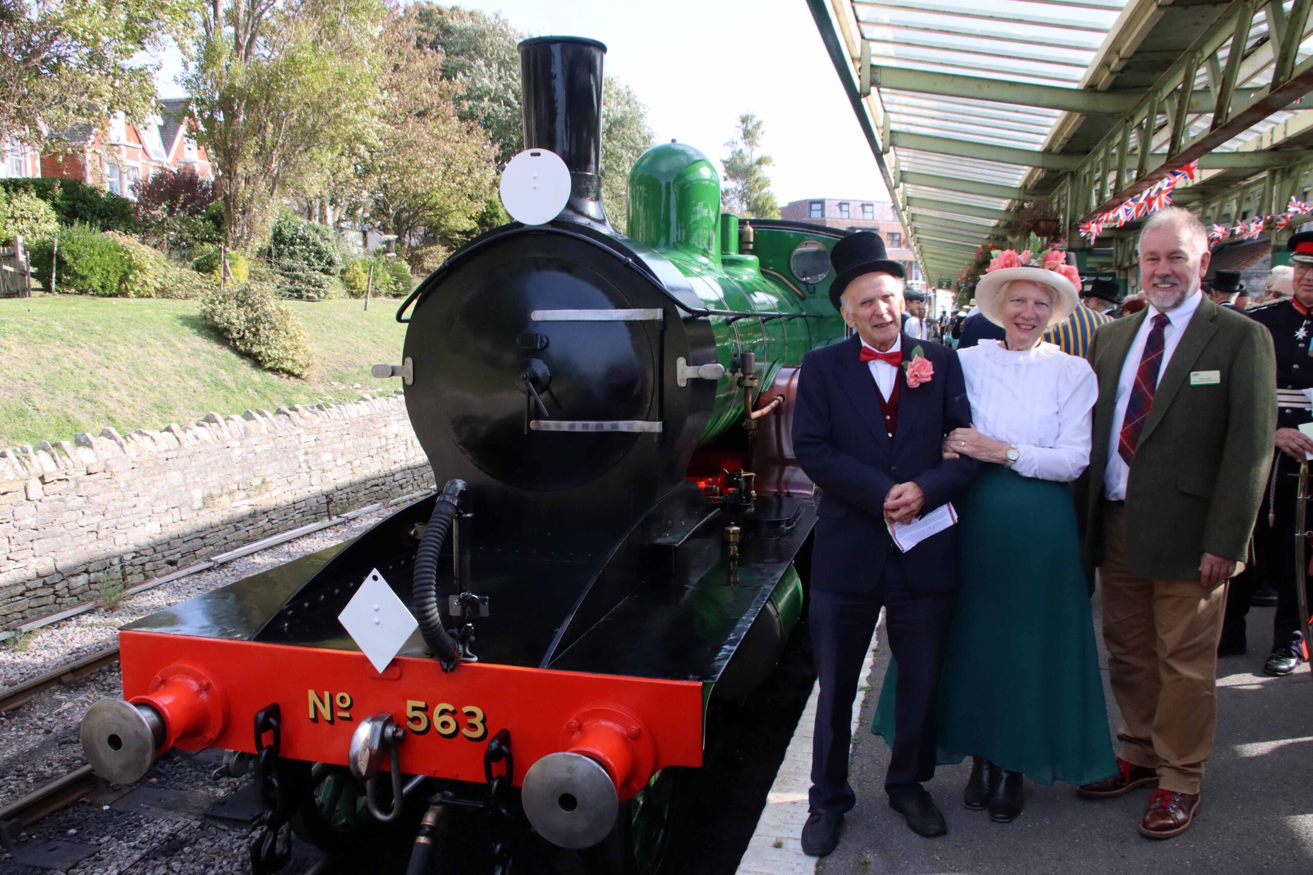 Robert Adams, a descendant of the T3’s Victorian designer William Adams, and Margaret Adams, and Swanage Railway Trust chairman Gavin Johns | Credit: Andre PM Wright