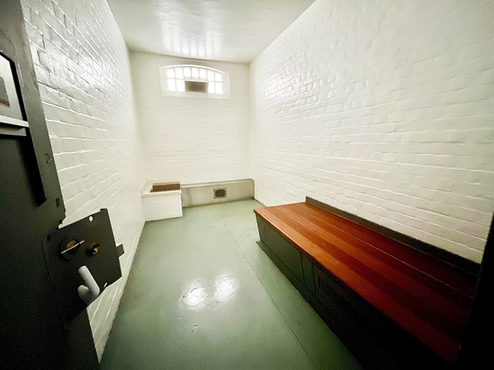 Inside one of the cells at the former Swanage Police Station, which is up for sale