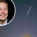 The lights were Starlink satellites sent up by the Elon Musk company SpaceX