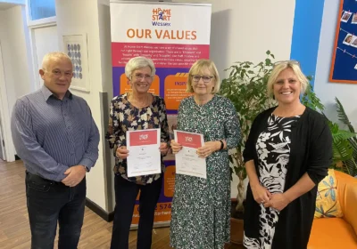 Chris Thomas, chair of trustees, with volunteers Anne Luke and Rowena Wilkes, and CEO Kathy Fryatt-Banks