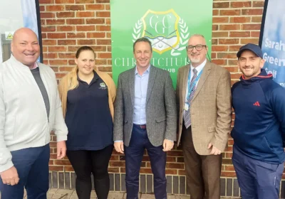 From left; Tournament founder Tony Brown, Tara Wisley Christchurch Golf Club front of house assistant, tournament organiser Anthony Rogers, Neal Williams, trust secretary of Macmillan Caring Locally and Byron Hutcheson, director of golf at Christchurch Golf Club
