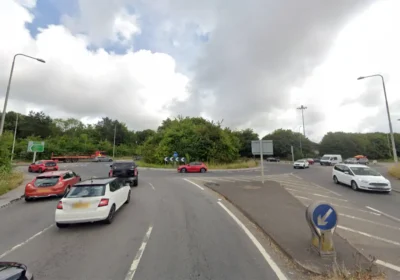 The crash happened at the Stadium roundabout in Dorchester, Dorset Police said. Picture: Google