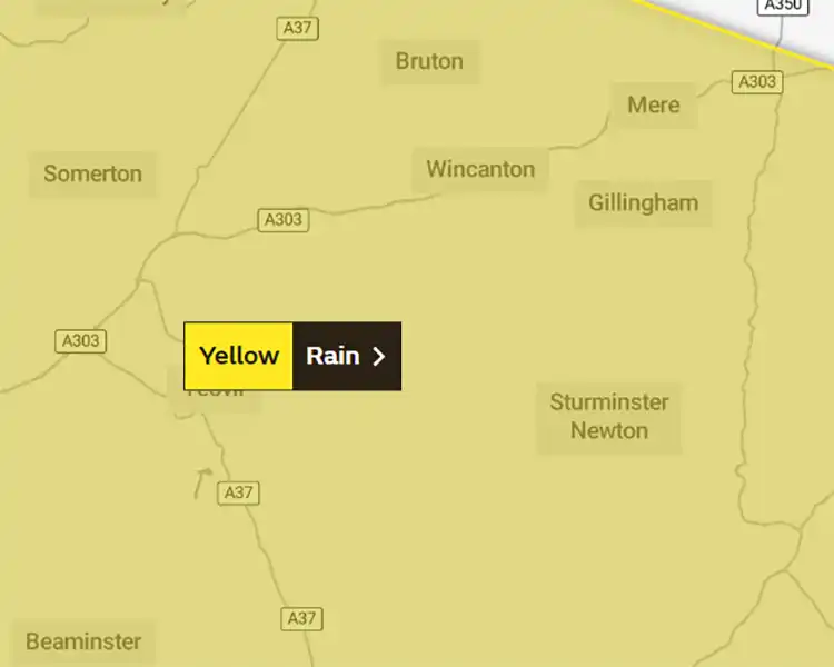 The weather warning runs between midnight and 10am on Saturday. Picture: Met Office