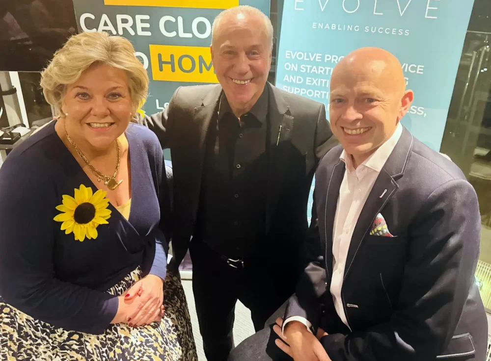 Lewis-Manning chief executive Clare Gallie with Jeff Mostyn and Warren Munson, from Evolve, who hosted the evening
