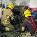 Crews from Swanage and Wimborne dealt with the chimney fire in Langton Matravers. Picture: Swanage Fire Station