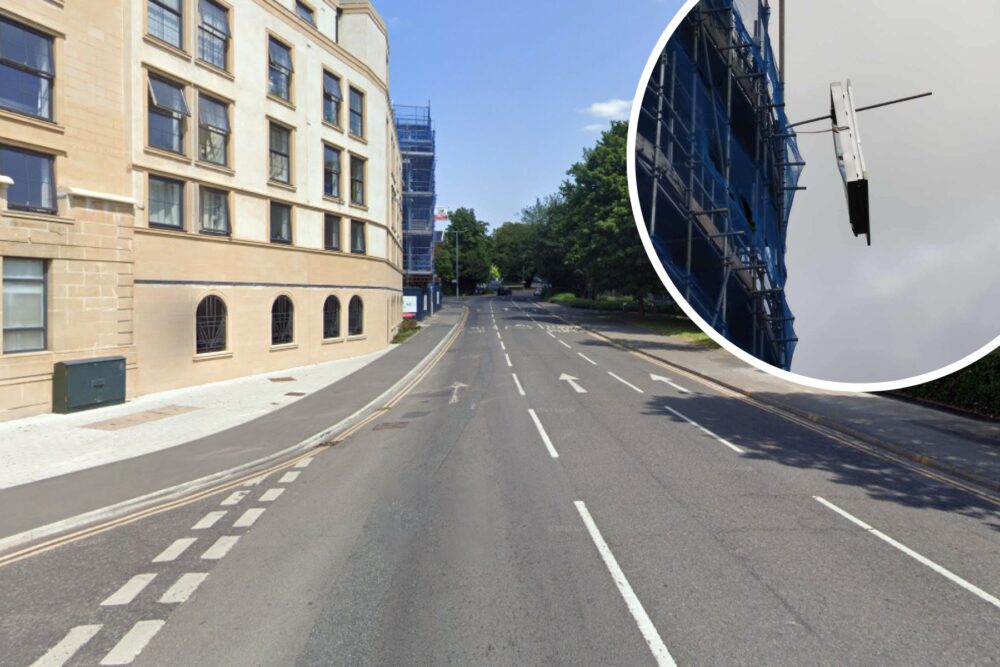 The structure, on the A35 in Poole, is safe, but cannot be removed until Wednesday morning. Picture: Google/Poole Fire Station