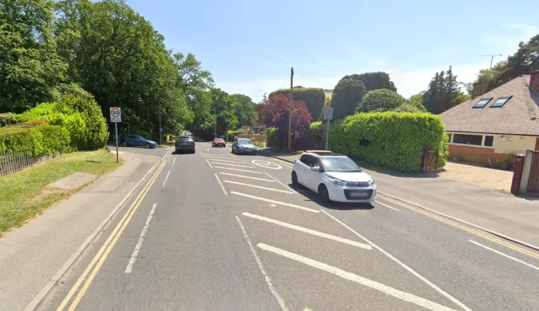 The woman was hit by a car in Lower Blandford Road, Broadstone. Picture: Google