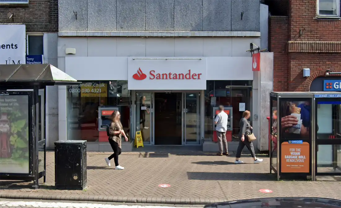 The burglars targeted Santander in Christchurch High Street. Picture: Google