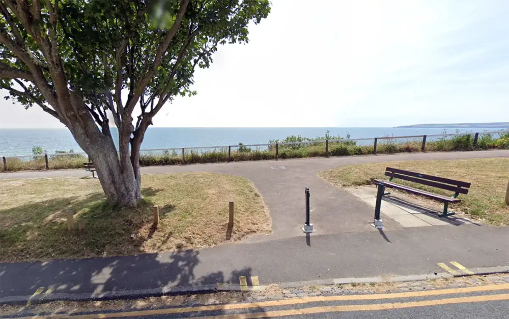 The victim was sitting on a bench near Branksome beach when the incident occurred, police said. Picture: Google