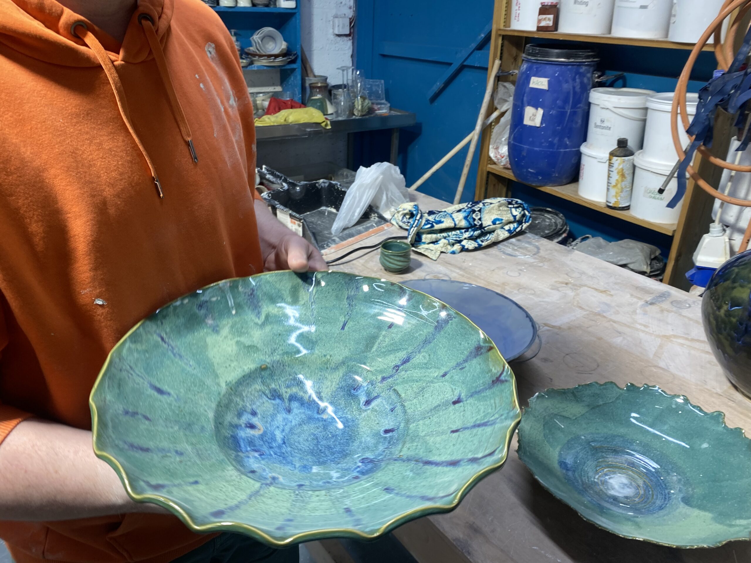 A rare, painted ceramic.